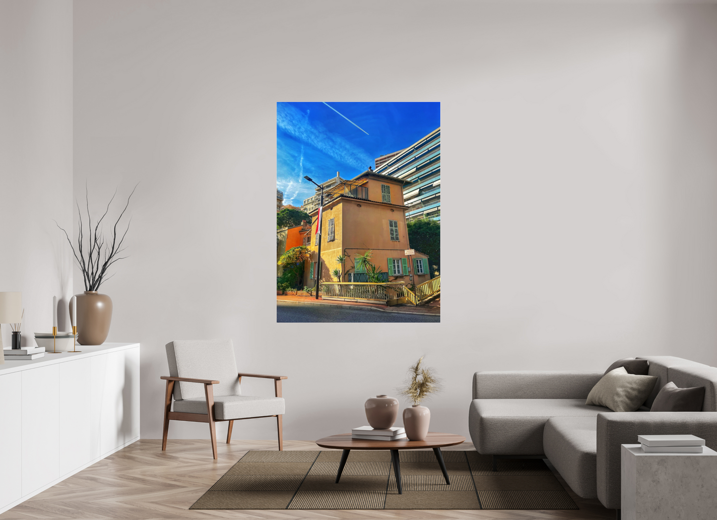 Square wall art photo print with acrylic glass in floater frame