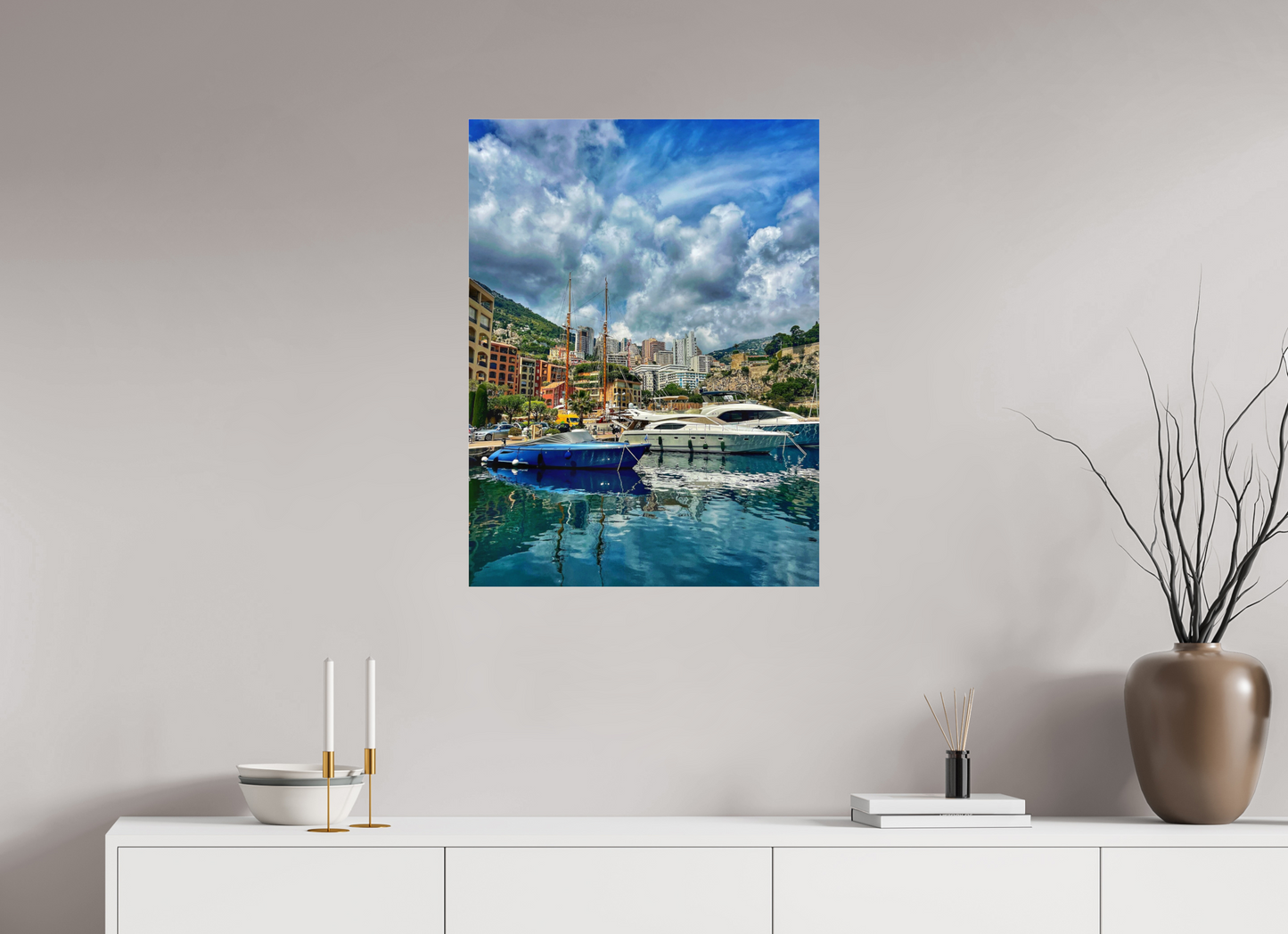 60 x 80 cm, Photo Print Under Acrylic Glass Fontvieille Harbour
