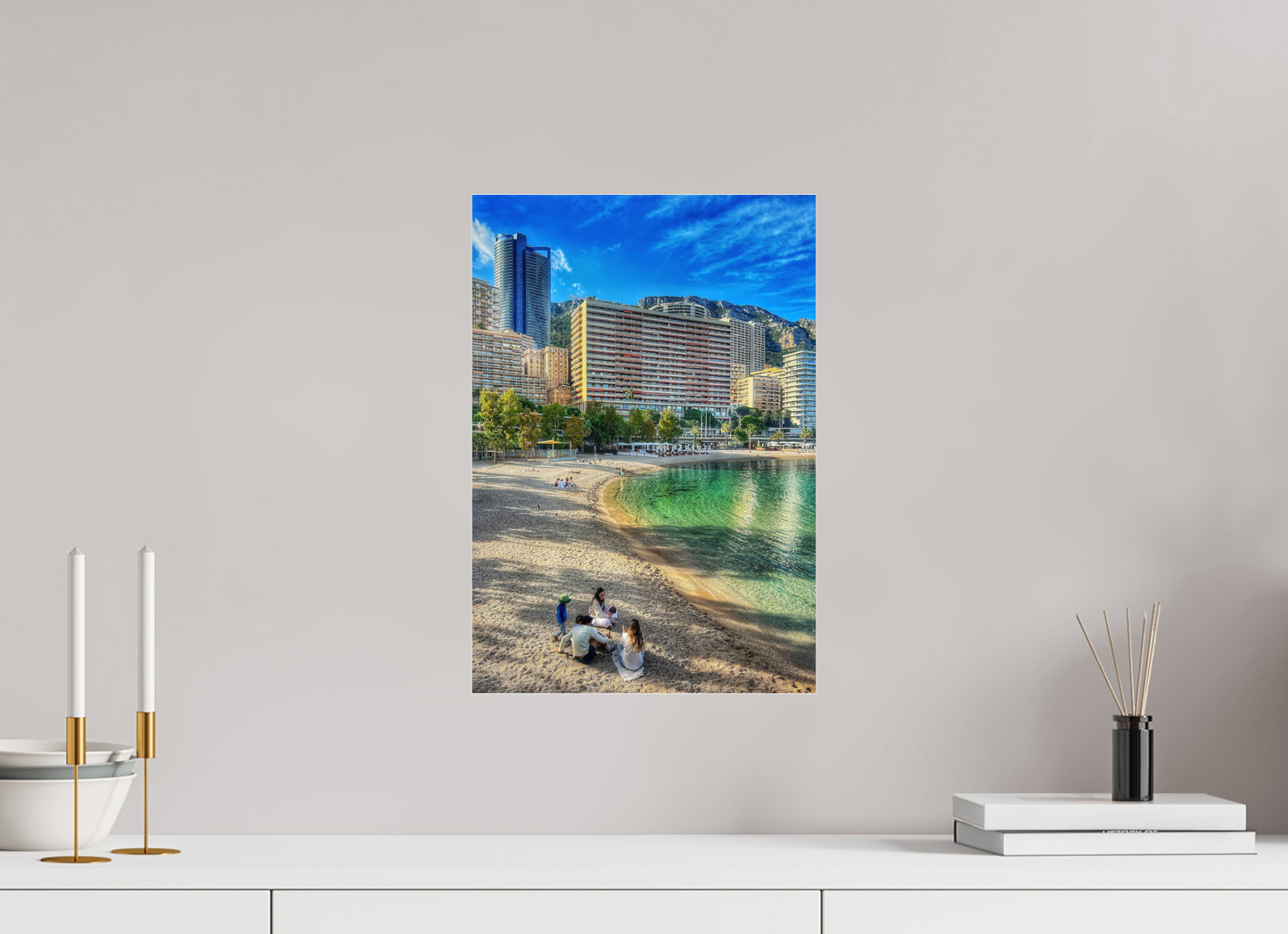 30 x 43.5 cm, Photo Print Under Acrylic Glass Larvotto Beach, Monaco — Spring 2026