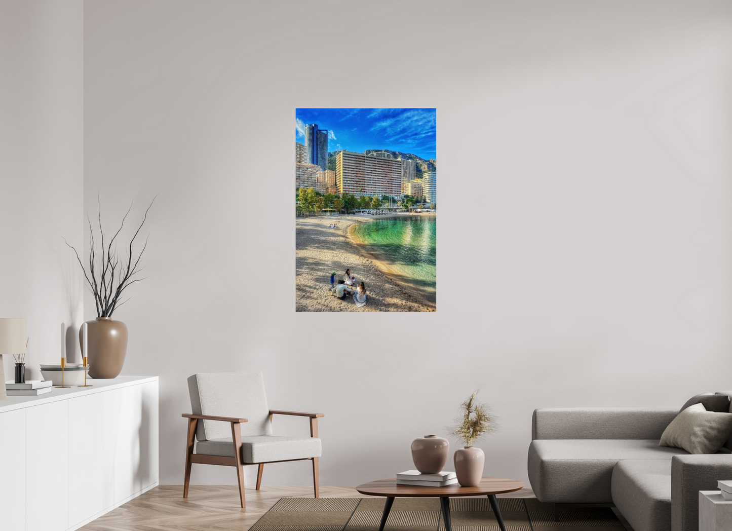 80 x 116 cm, Photo Print Under Acrylic Glass Larvotto Beach, Monaco — Spring 2026