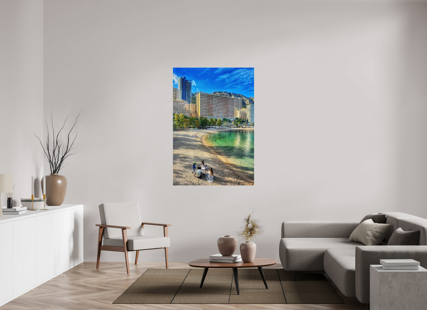 100 x 145 cm, Photo Print Under Acrylic Glass Larvotto Beach, Monaco — Spring 2026
