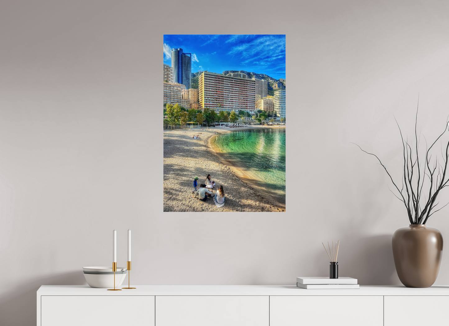 60 x 87 cm, Photo Print Under Acrylic Glass Larvotto Beach, Monaco — Spring 2026