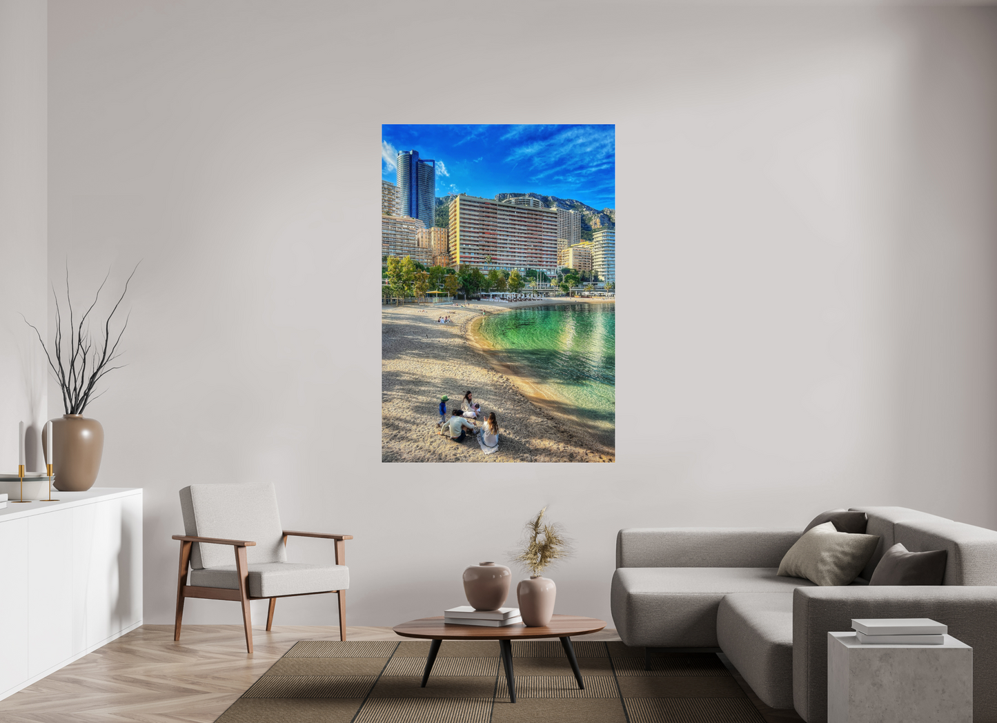 120 x 174 cm, Photo Print Under Acrylic Glass Larvotto Beach, Monaco — Spring 2026