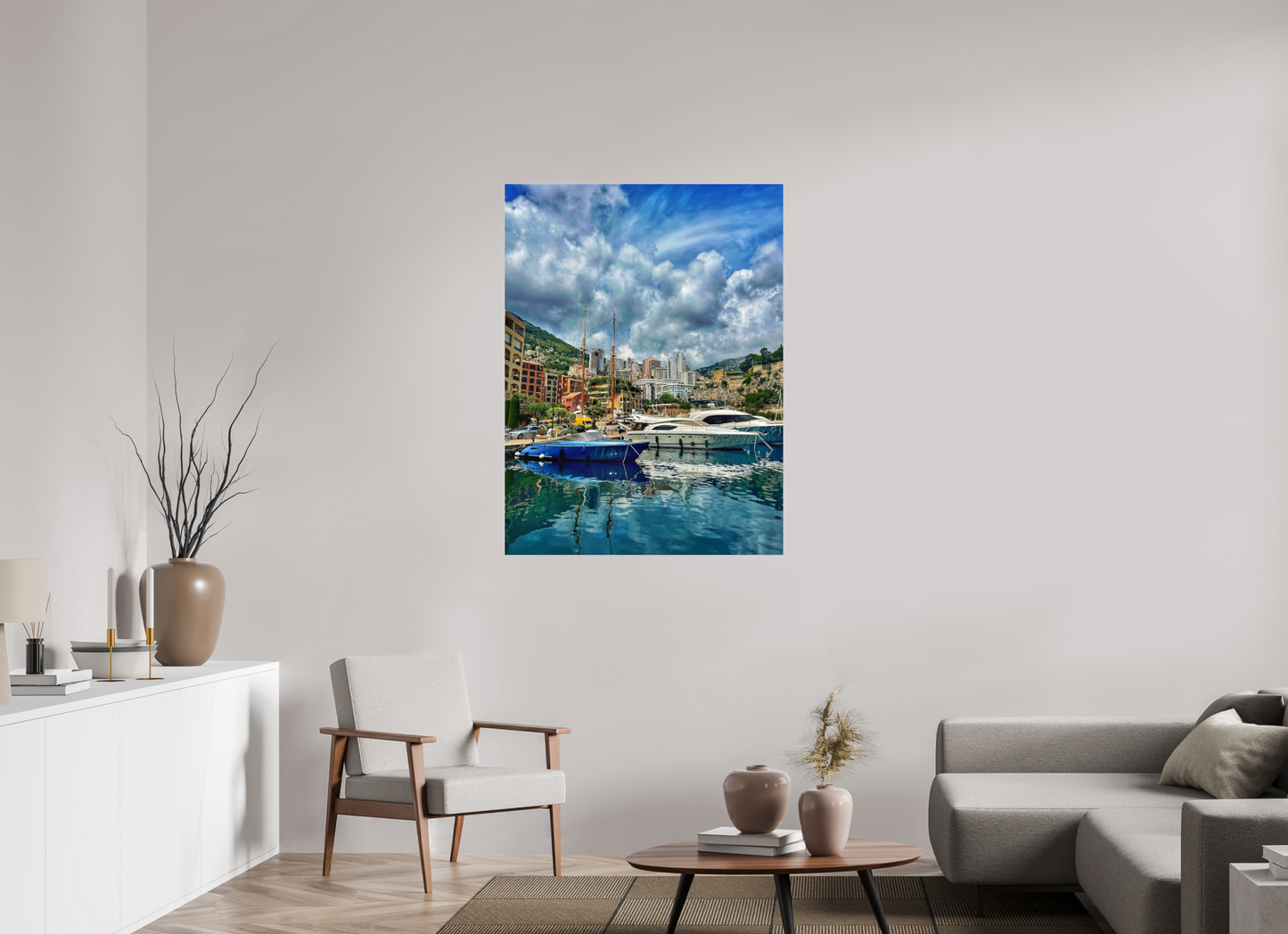 90 x 120 cm, Photo Print Under Acrylic Glass Fontvieille Harbour